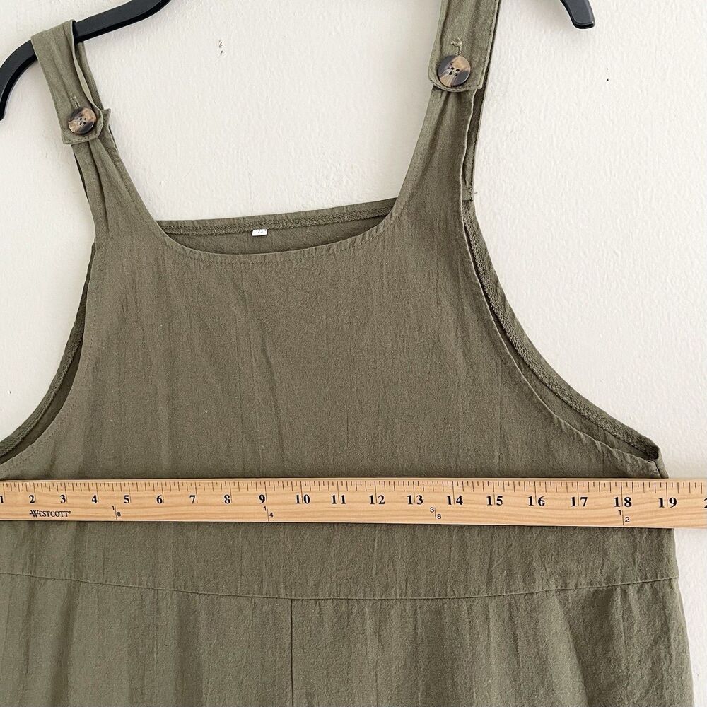 Lagenlook Overall Womens Size L Hunter Green Cotton Blend Slouchy Lightweight - Picture 7 of 10